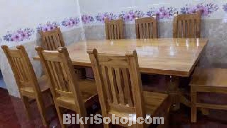 সেগুন কাঠের ডাইনিং টেবিল ও ৬ টা চেয়ার